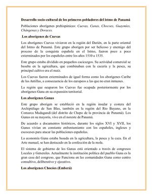 Primeros Pobladores Del Istmo