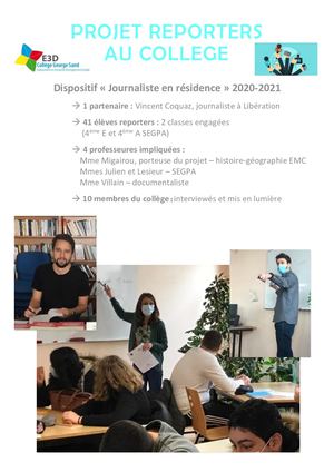 COLLEGE GEORGE SAND Projet Reporters 4ème