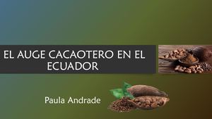 Proyecto Sobre El Auge Cacaotero La Revista