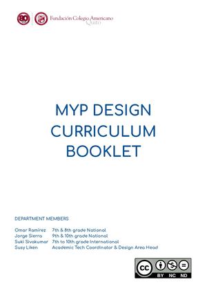 20 21 MYP Design Curriculum Booklet