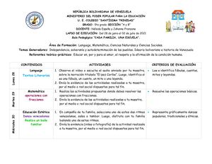 5to grado Del 28 De Junio Al 02 De Julio.