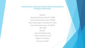 Propuesta De Una Adaptación Curricular