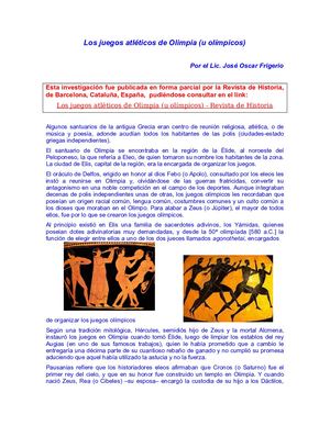 Los juegos atléticos de Olimpia (u olímpicos)