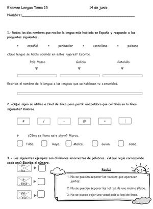 Examen Lengua Tema 15