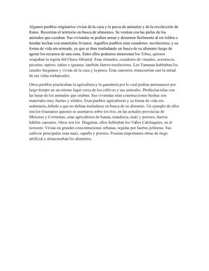 Algunos Pueblos Originarios Nomades Sedentarios