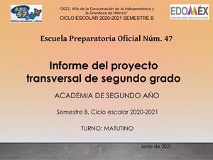 Informe proyecto transversal segundo grado