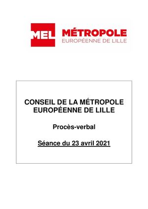 Procès Verbal Du Conseil Métropolitain Du 28 Juin 2021