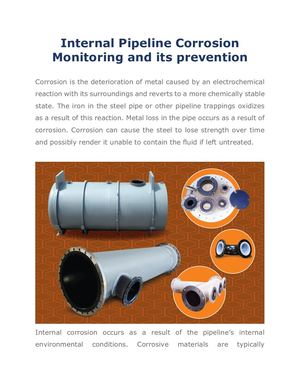 Internal Pipeline Corrosion Monitoring And Its Prevention