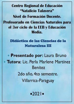 Didáctica De Las Ciencias De La Naturaleza III. Laura Bruno.
