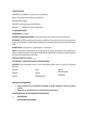 Plan De Clase N°5 Ecologia