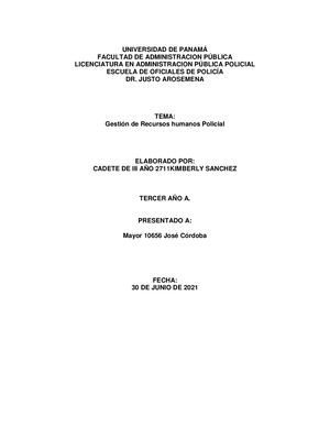 Gestión De Recursos Humano Policial