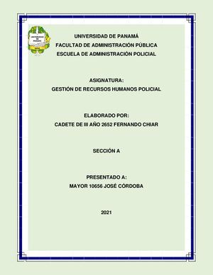 GESTIÓN DE RECURSOS HUMANOS POLICIAL