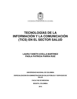 TECNOLOGÍAS DE LA INFORMACIÓN Y LA COMUNICACIÓN (TICS) EN EL SECTOR SALUD