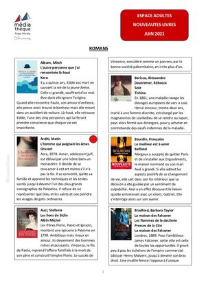 NOUVEAUTES LIVRES ADULTES - JUIN 2021