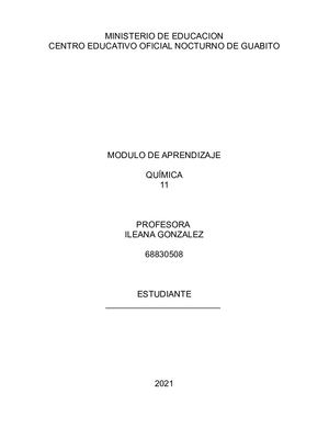 Modulo Quimica 11 Profesora Ileana