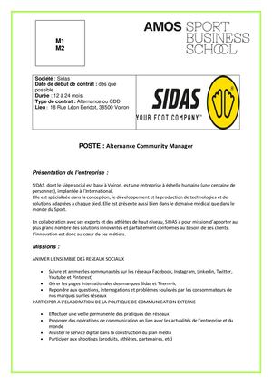 (M1,M2) ALTERNANCE - SIDAS - COMMUNITY MANAGER