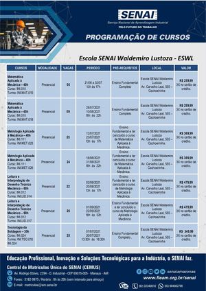 PROGRAMAÇÃO DE CURSOS SENAI