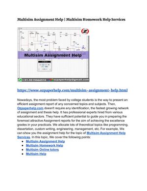 Multisim Assignment Help Multisim Homework Help Services