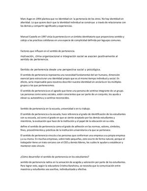 Sentido De Pertenecia