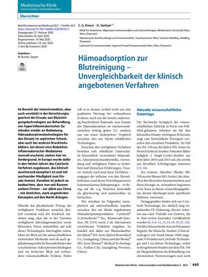 10 Hämoadsorption Zur Blutreinigung – Unvergleichbarkeit Der Klinisch Angebotenen Verfahren