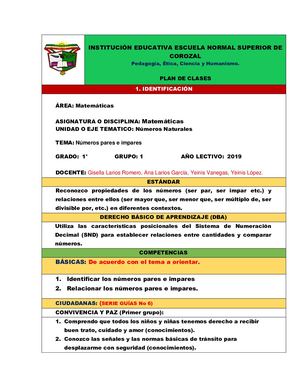 Plan De Clases Matematicas Ii 2019