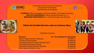 Revista Virtual Sobre Cultura Maya E Idioma K'iche'