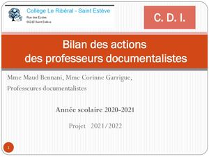 1 Bilan Cdi Diaporama 06 2020 2021