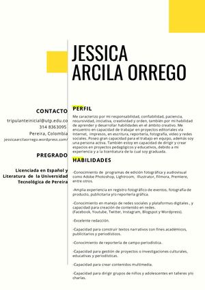 Hoja De Vida Jessica Arcila Orrego