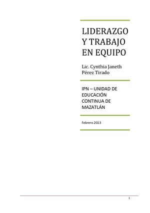 Liderazgo Y Trabajo En Equipo