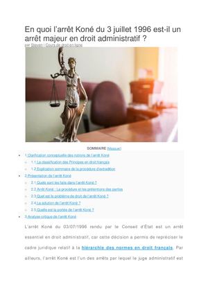Pourquoi l’arrêt Koné du 3 juillet 1996 est-il important en droit administratif
