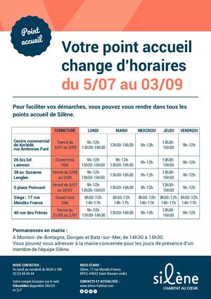 Horaires d'été 2021