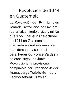 Revolución De 1944 En Guatemala