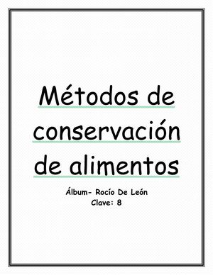 Métodos De Conservación De Alimentos