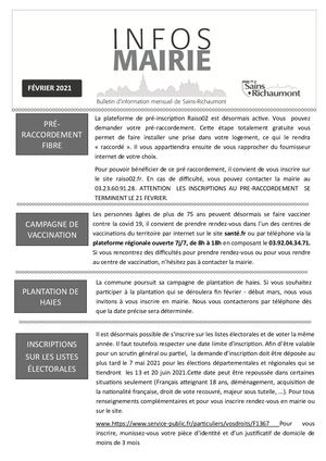 Infos Mairie Février 2021