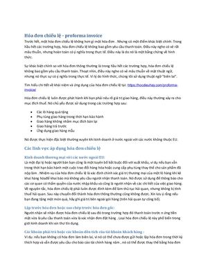 Hóa đơn Chiếu Lệ - Proforma Invoice