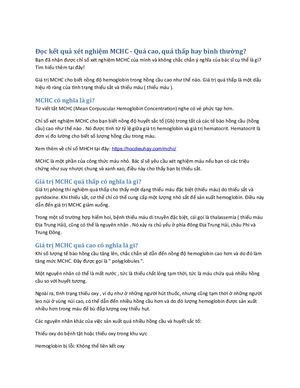 Kết Quả Xét Nghiệm MHCH