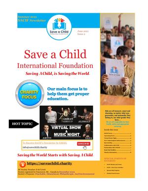 Save a Child International Foundation Summer Issue Newsletter June 2021