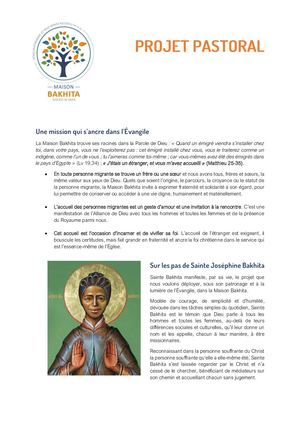 Projet pastoral Maison Bakhita