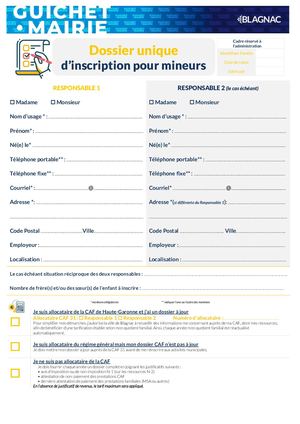 Dossier unique d'inscription petite enfance
