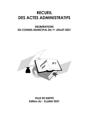 Recueil Des Actes Administratifs N°2021 05 - CM Du 1er Juillet 2021