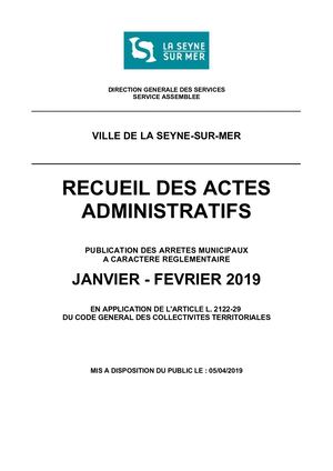 Recueil Arrêtés Janvier Février 2019
