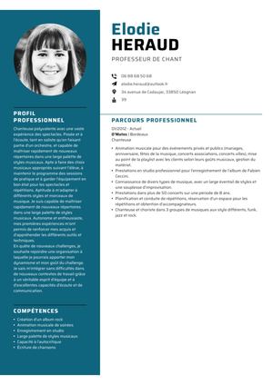 Cv Prof Chant Elodie Heraud
