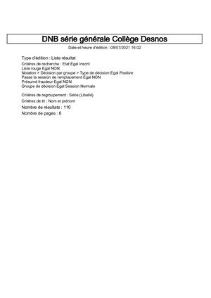 Résultats Dnb Serie Generale College Desnos