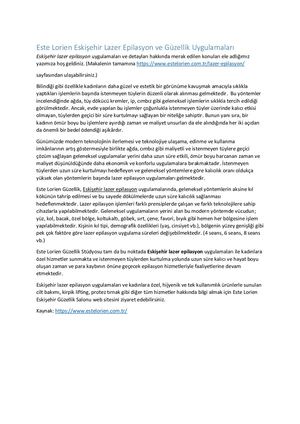 Este Lorien Eskişehir Lazer Epilasyon Ve Güzellik Uygulamaları