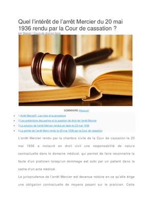 Clarification sur l'arrêt Mercier du 20/05/1936