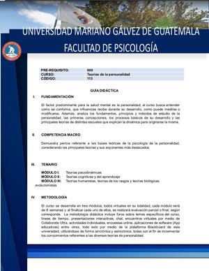 113 Teorias De La Personalidad - Guía didáctica