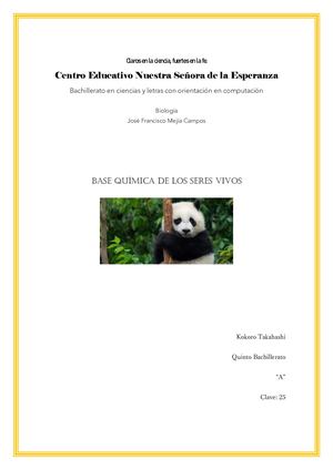 Base Química De Los Seres Vivos