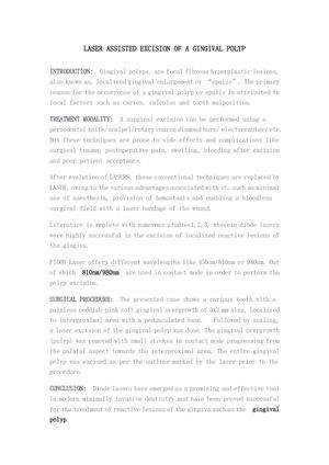 Laser Assisted Excision Of A Gingival Polyp