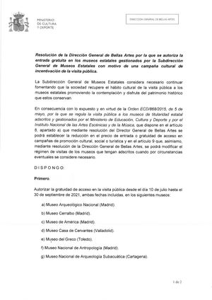 Resolución Gratuidad Del 10 Julio Al 30 Septiembre