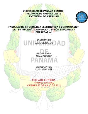 Proyecto Final Base De Datos.